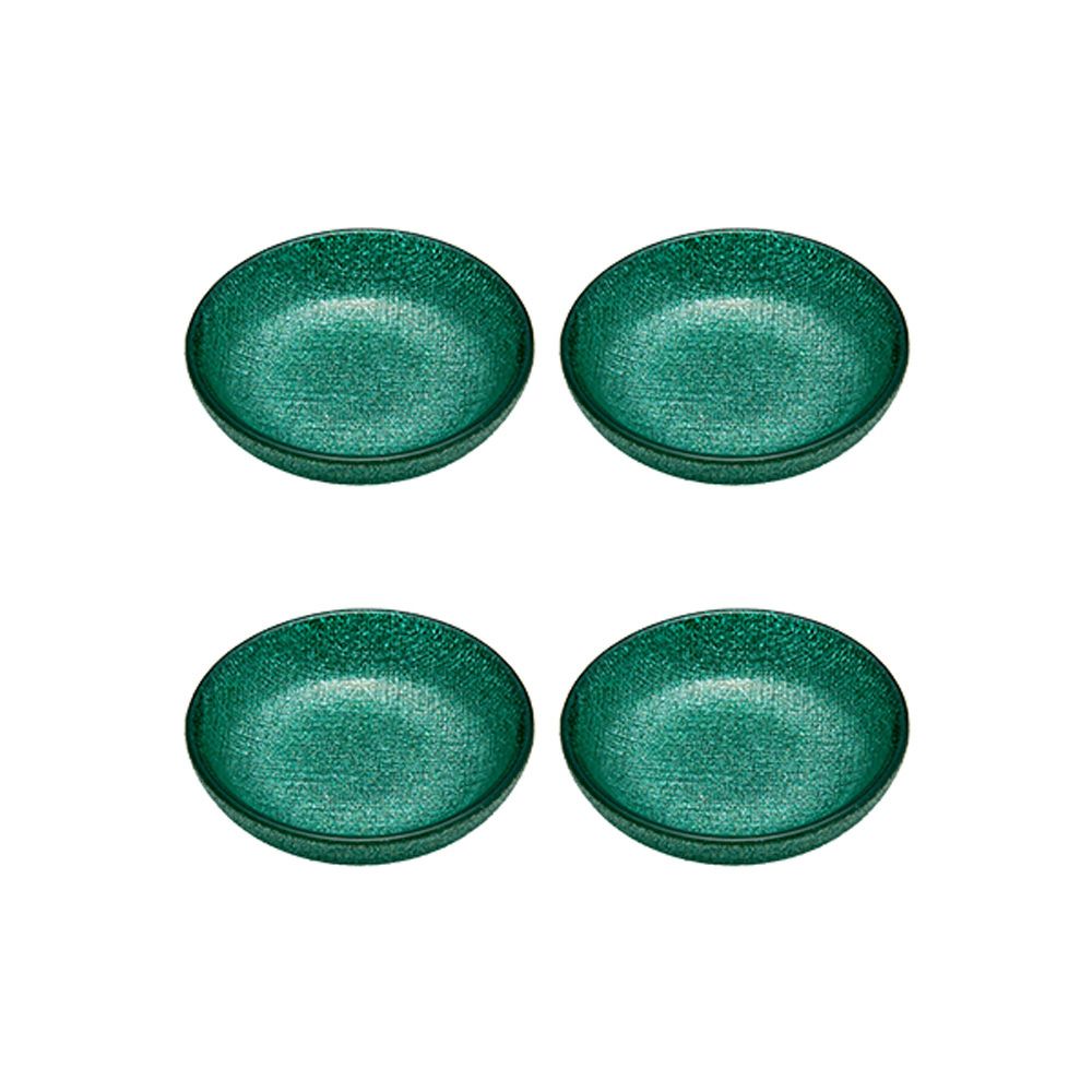 Vetro Felice ヴェトロ フェリーチェ グリッター ミニプレート／豆皿 9cm アクアブルー 4枚セット