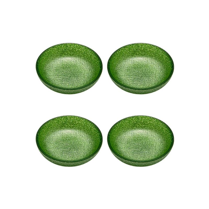 Vetro Felice ヴェトロ フェリーチェ グリッター ミニプレート／豆皿 9cm ライトグリーン 4枚セット