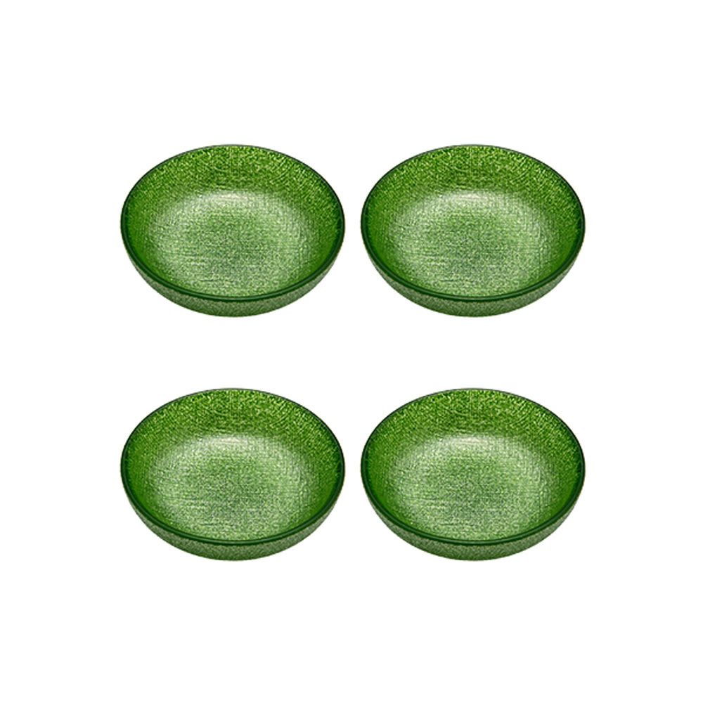 Vetro Felice ヴェトロ フェリーチェ グリッター ミニプレート／豆皿 9cm ライトグリーン 4枚セット