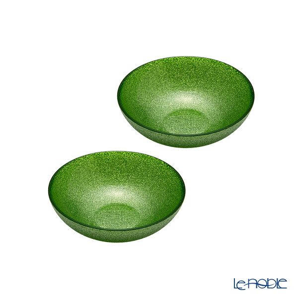 Vetro Felice ヴェトロ フェリーチェ グリッター ロウボウル 14cm ライトグリーン ペア