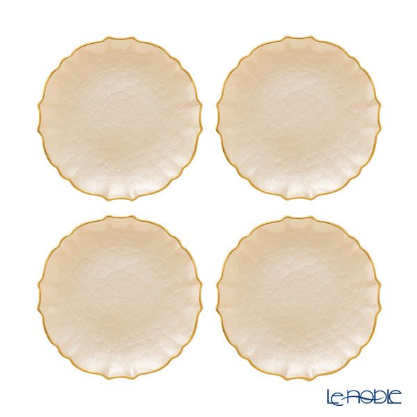 Vetro Felice ヴェトロ フェリーチェ パールクイーン プレート 21cm イエロー 4枚セット