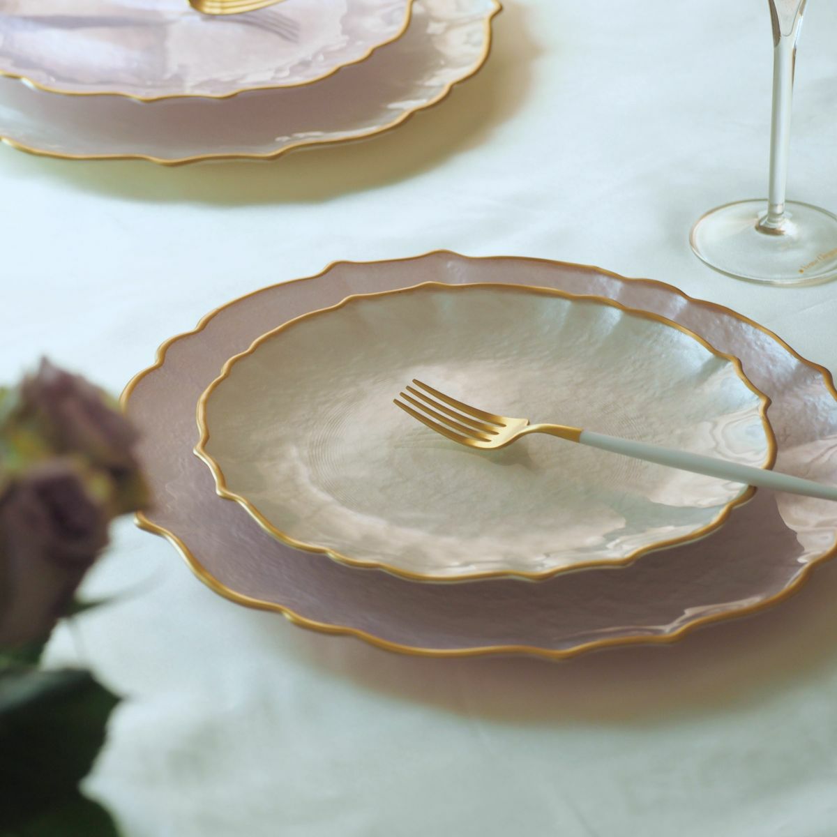 Vetro Felice ヴェトロ フェリーチェ パールクイーン プレート 21cm ホワイト 4枚セット