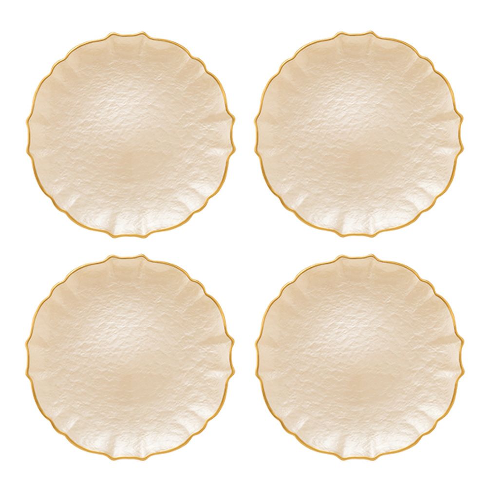 Vetro Felice ヴェトロ フェリーチェ パールクイーン プレート 27cm イエロー 4枚セット