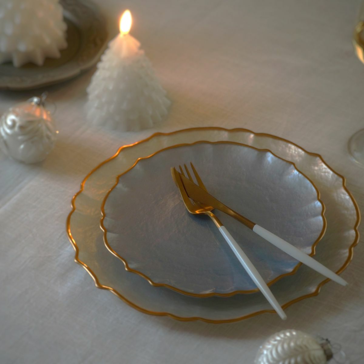 Vetro Felice ヴェトロ フェリーチェ パールクイーン プレート 27cm ブルー 4枚セット