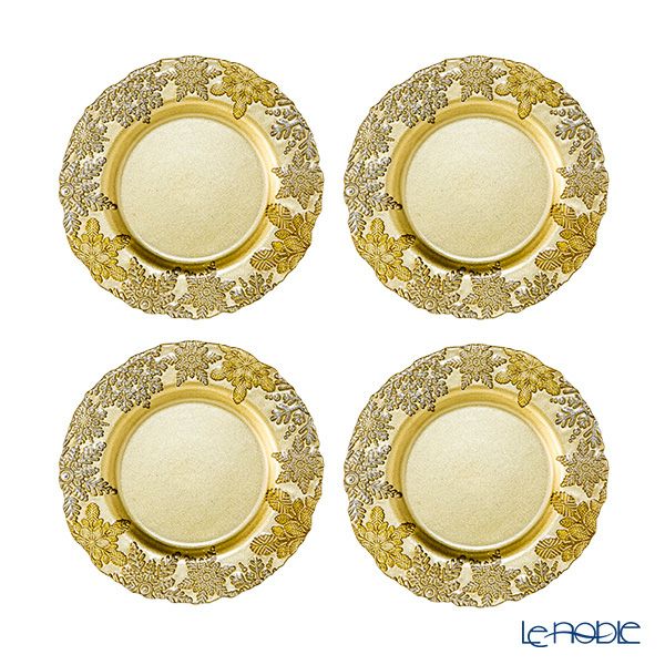 Vetro Felice ヴェトロ フェリーチェ スノー プレート 22cm ゴールド 4枚セット