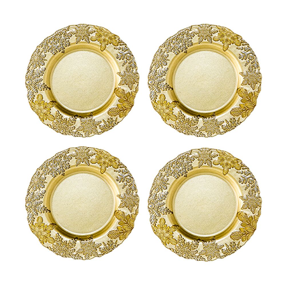 Vetro Felice ヴェトロ フェリーチェ スノー プレート 22cm ゴールド 4枚セット