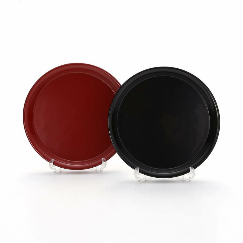 【伝統工芸】輪島塗 プレート／コースター 黒＆赤 ペア