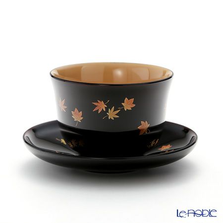 【伝統工芸】輪島塗 湯呑＆茶托 5客揃小花 坂口政昭氏作