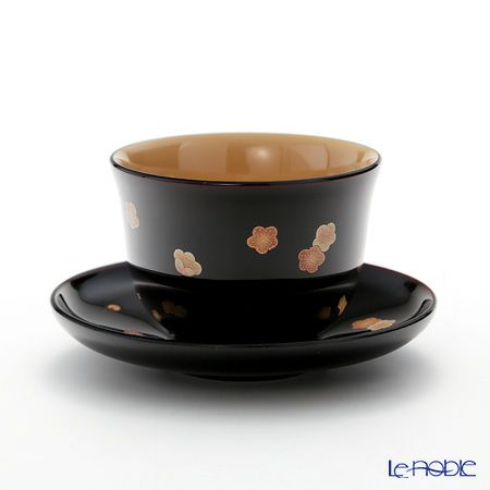 【伝統工芸】輪島塗 湯呑＆茶托 5客揃小花 坂口政昭氏作