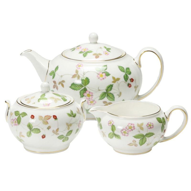 ウェッジウッド（Wedgwood） ワイルドストロベリー 3点セット（ティーポット、シュガー、クリーマー L）