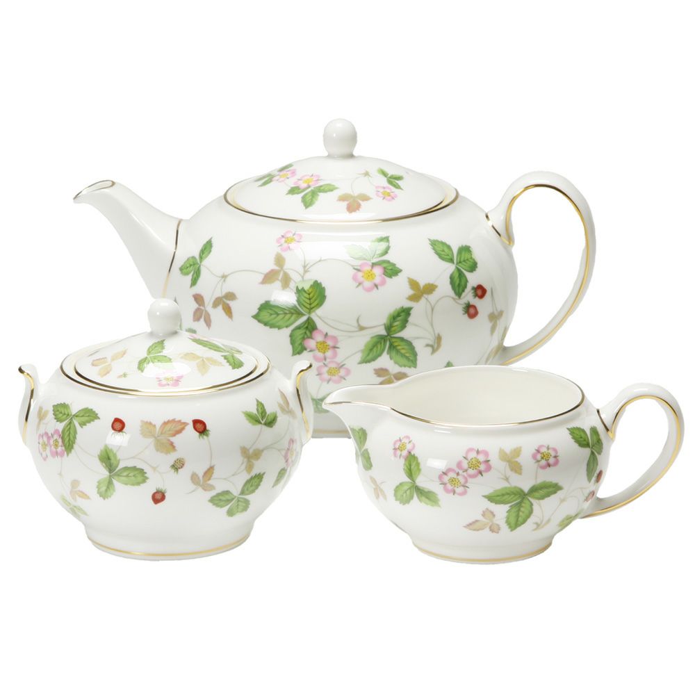 ウェッジウッド（Wedgwood） ワイルドストロベリー 3点セット（ティーポット、シュガー、クリーマー L）