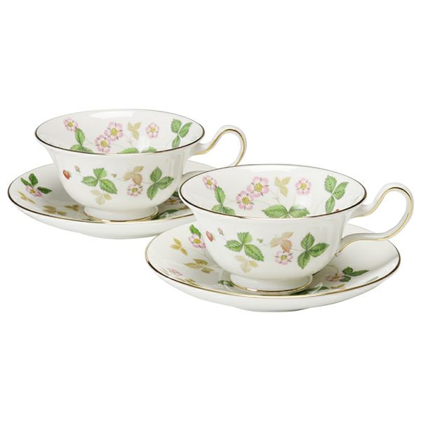 ウェッジウッド（Wedgwood） ワイルドストロベリー ティーカップ＆ソーサー（ピオニー）200ml ペア 【ブランドボックス付】
