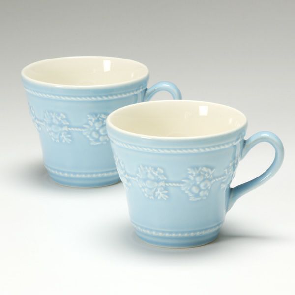  フェスティビティモーニングセットブルーとホワイトのペア WEDGWOOD フェスティビティモーニングセットブルーとホワイトのペア