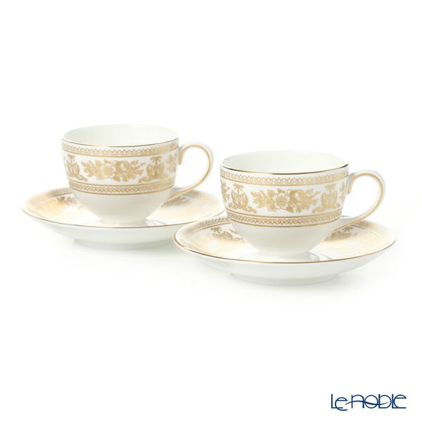 ウェッジウッド（Wedgwood） コロンビアゴールド ティーカップ＆ソーサー（リー） 200ml ペア 【ブランドボックス付】