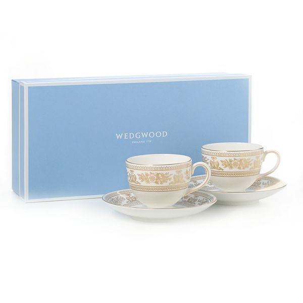 ウェッジウッド（Wedgwood） コロンビアゴールド ティーカップ＆ソーサー（リー） 200ml ペア 【ブランドボックス付】