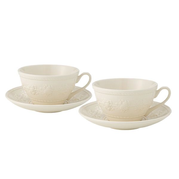 ウェッジウッド（Wedgwood） フェスティビティ ティーカップ＆ソーサー 160ml（アイボリー） ペア 【ブランドボックス付】