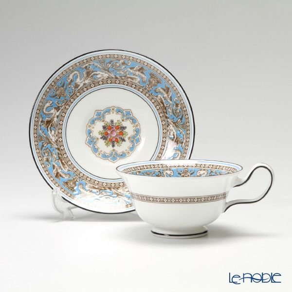 ウェッジウッド（Wedgwood） フロレンティーン ターコイズ ティーカップ＆ソーサー（ピオニー） 200ml ペア 【ブランドボックス付】