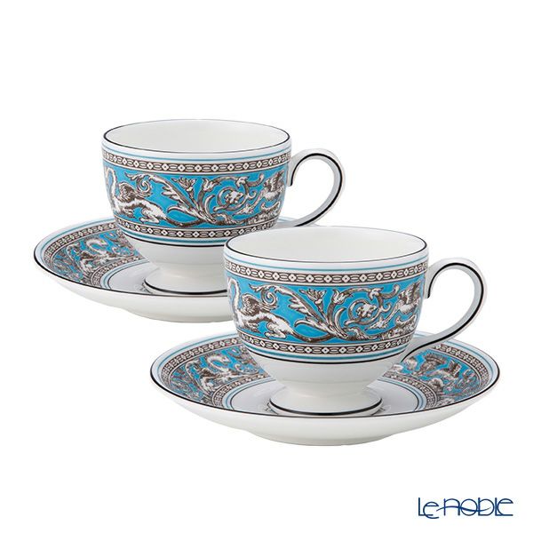 ウェッジウッド（Wedgwood） フロレンティーン ターコイズ ティーカップ＆ソーサー（リー）200ml ペア NEW