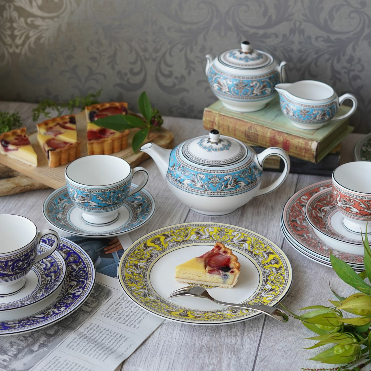 ウェッジウッド（Wedgwood） フロレンティーン ターコイズ ティーカップ＆ソーサー（リー）200ml ペア NEW