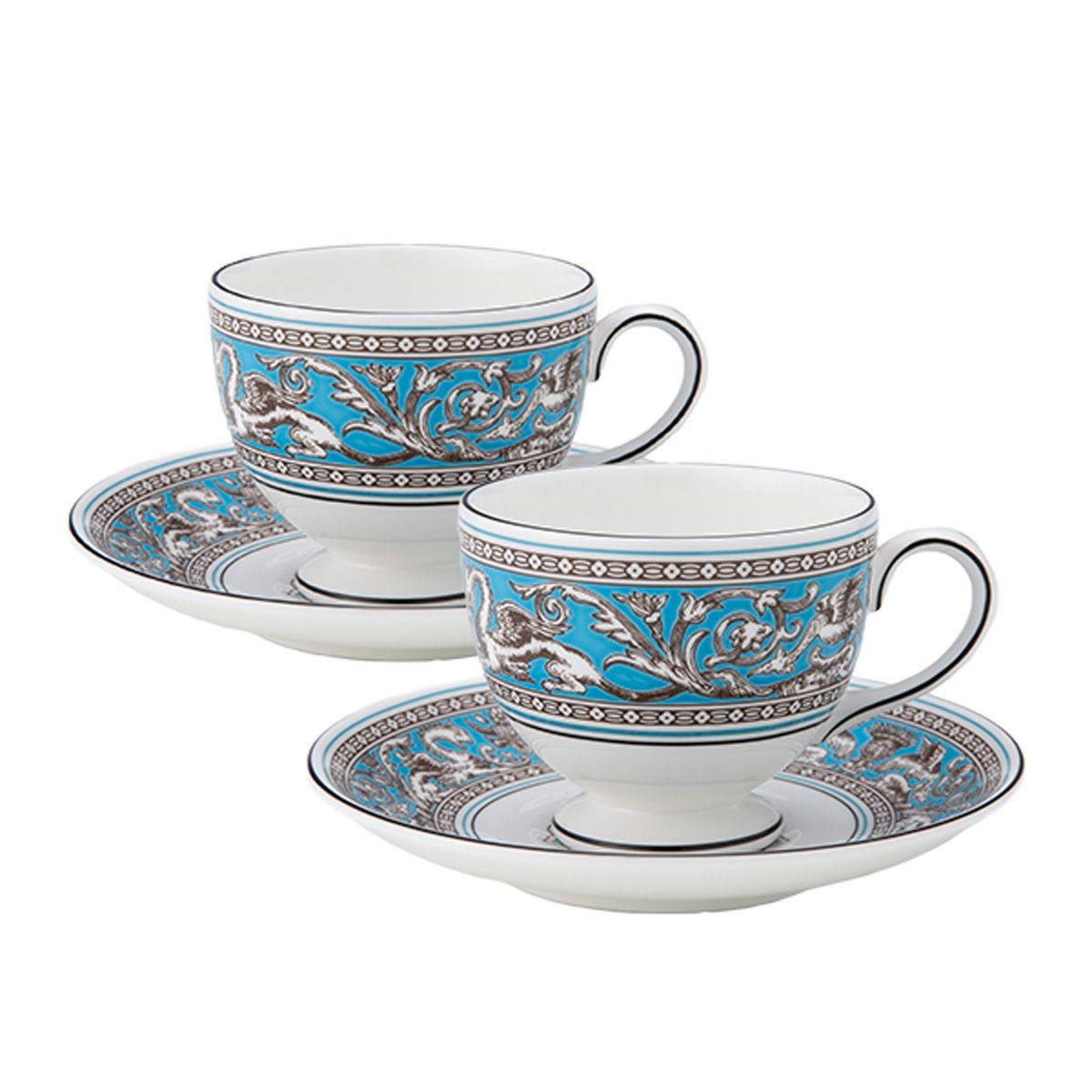 ウェッジウッド（Wedgwood） フロレンティーン ターコイズ ティーカップ＆ソーサー（リー）200ml ペア NEW