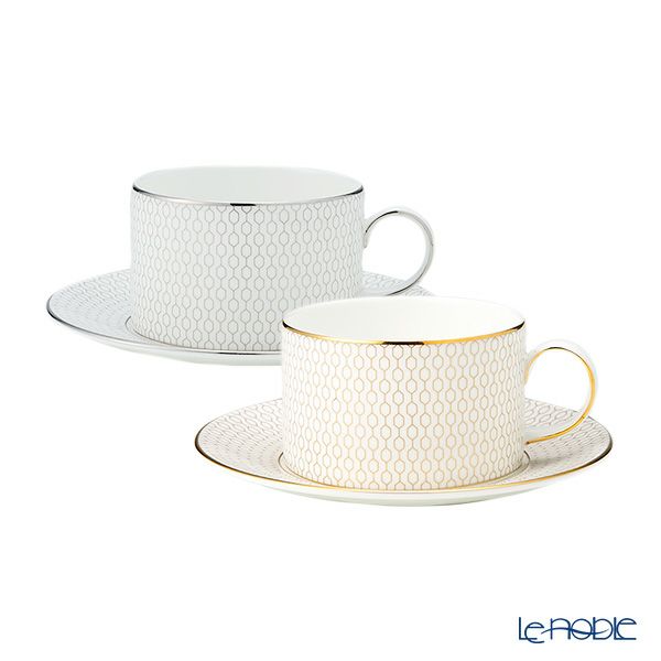 ウェッジウッド（Wedgwood） ジオ プラチナ ＆ ゴールド ティーカップ＆ソーサー 250ml ペア