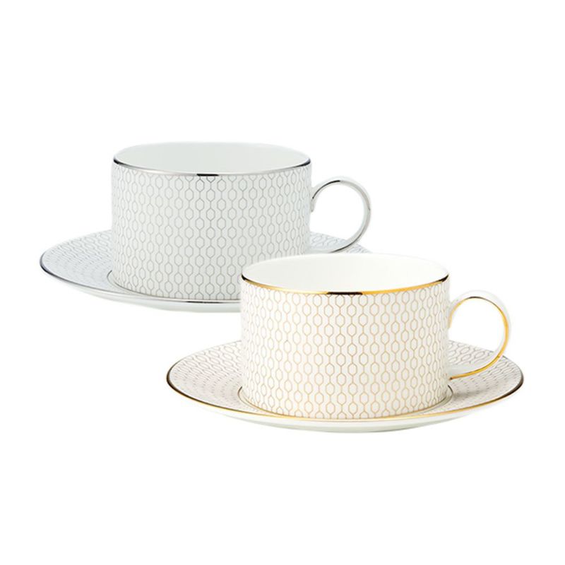 ウェッジウッド（Wedgwood） ジオ プラチナ ＆ ゴールド ティーカップ＆ソーサー 250ml ペア