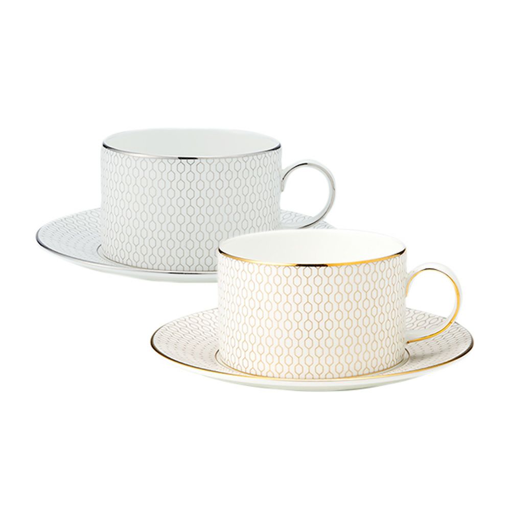 ウェッジウッド（Wedgwood） ジオ プラチナ ＆ ゴールド ティーカップ＆ソーサー 250ml ペア