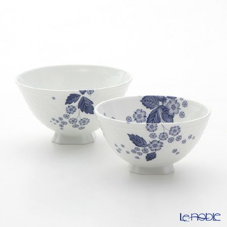 ウェッジウッド（Wedgwood） ストロベリーブルームインディゴ 夫婦茶碗 ライスボウルL＆M
