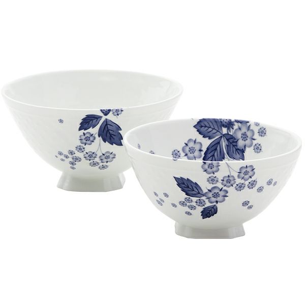ウェッジウッド（Wedgwood） ストロベリーブルームインディゴ 夫婦茶碗 ライスボウルL＆M