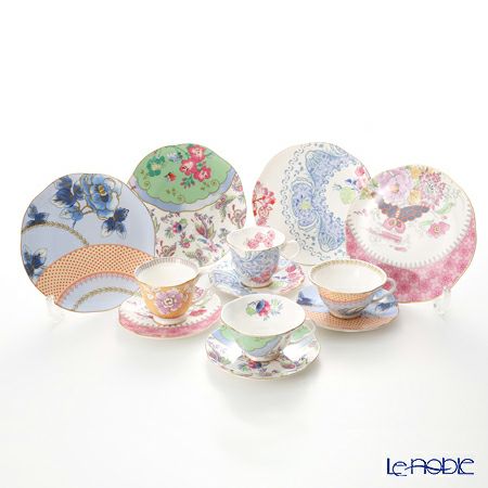 ウェッジウッド（Wedgwood） バタフライブルーム ティーカップ＆ソーサー ＆ プレート 20cm 4色セット