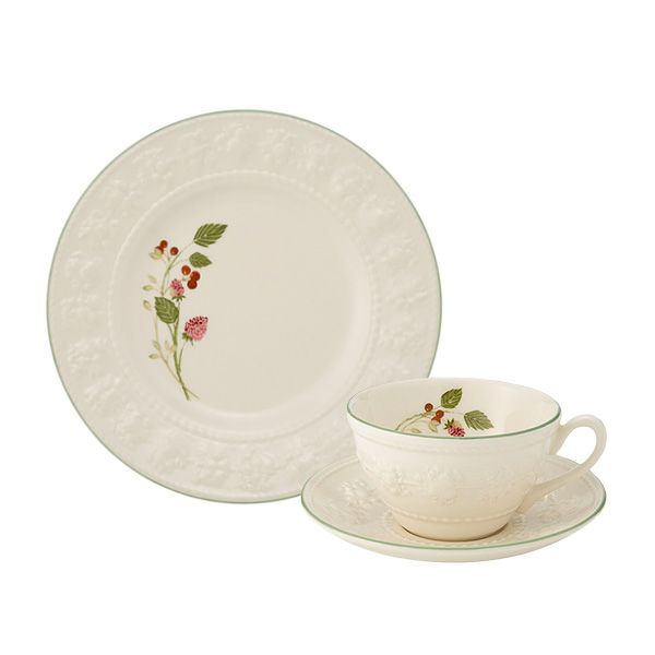 ウェッジウッド　ディナー4枚セット ルネッサンス グレイ ティーカップ&ソーサー アクセント ペア|WEDGWOOD