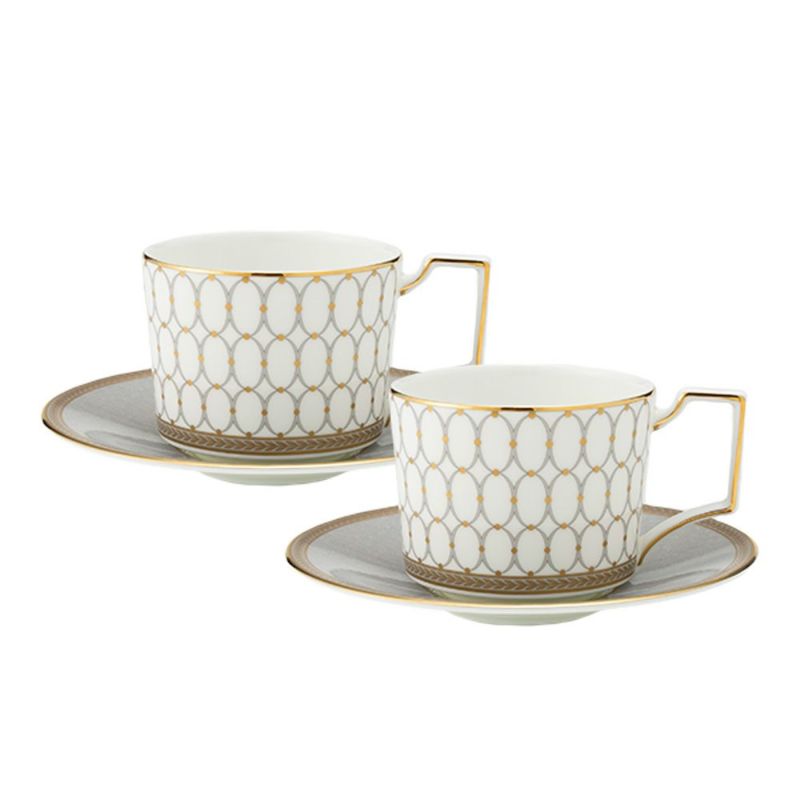 ウェッジウッド（Wedgwood） ルネッサンス グレイ（グレー） ティーカップ＆ソーサー 250ml ペア