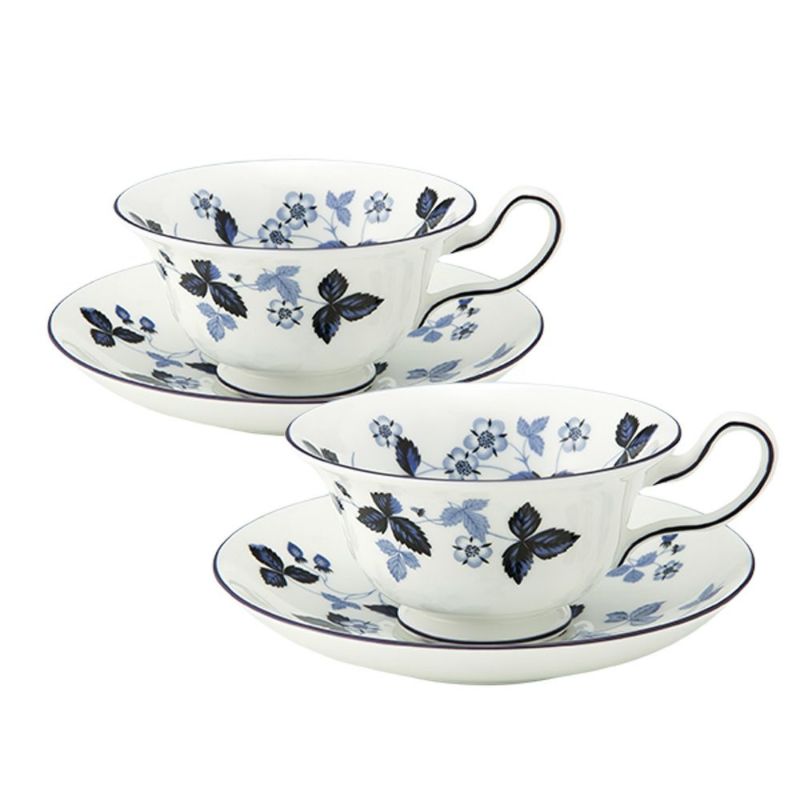 ウェッジウッド（Wedgwood） ストロベリーインクブルー ティーカップ＆ソーサー ピオニー 200ml ペア