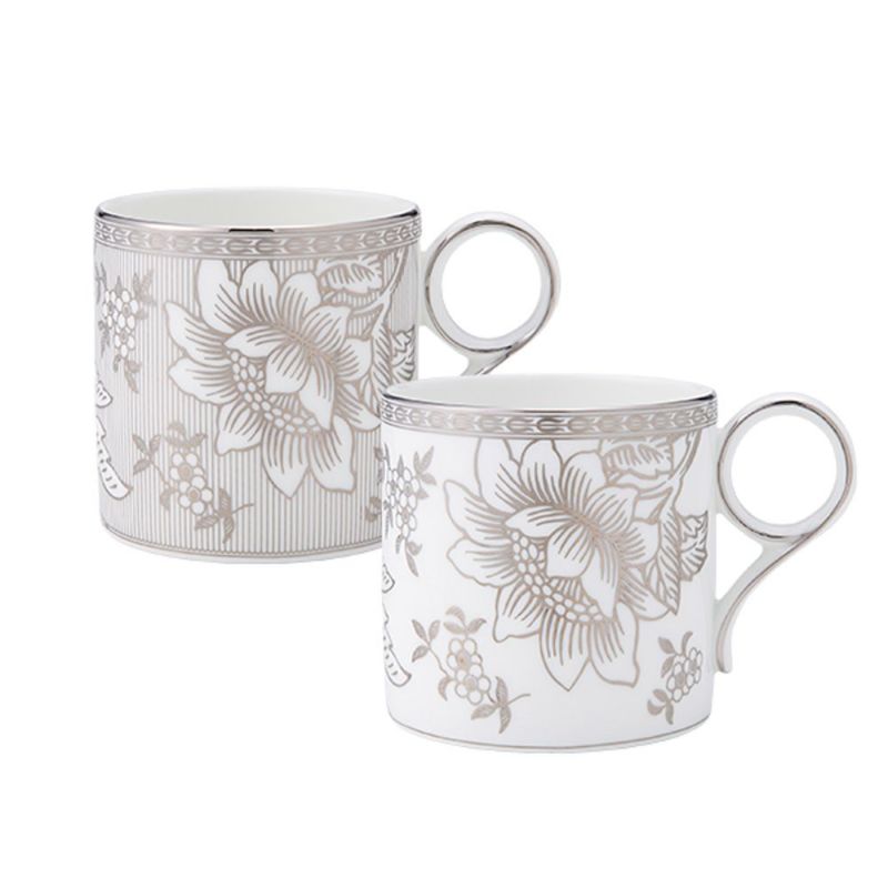 ウェッジウッド（Wedgwood） シルバートンキン マグカップ 350ml ペア ホワイト＆シルバーストライプ