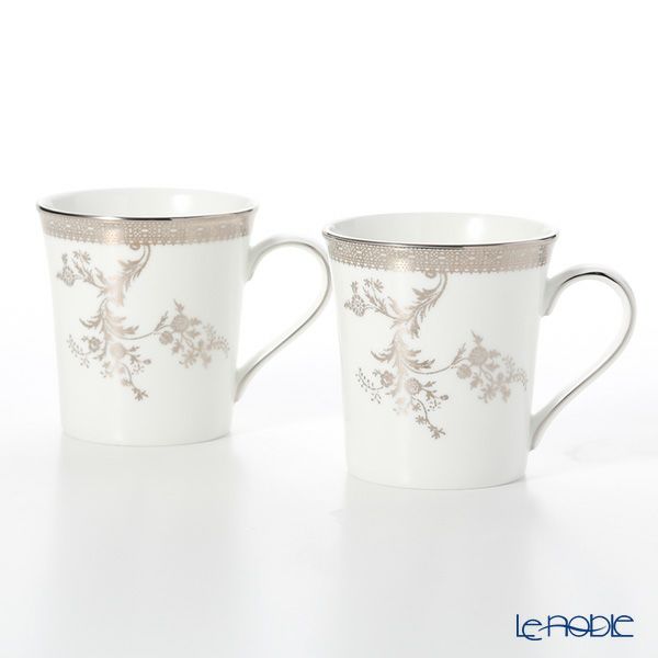 ウェッジウッド（Wedgwood） ヴェラ・ウォン ヴェラレース プラチナ マグカップ 300ml ペア