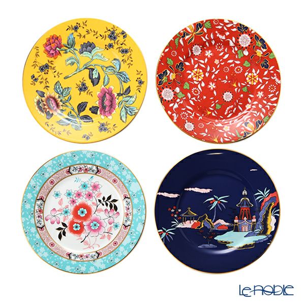 ウェッジウッド（Wedgwood）ワンダーラスト プレート 20cm 4枚セット イエロー／レッド／グリーン／ブルー