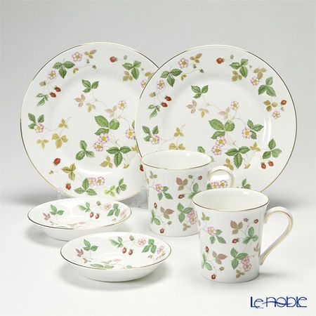 ウェッジウッド（Wedgwood） ワイルドストロベリー ビーカー（マグ） デルフィ＆プレート＆ボウル 6点セット