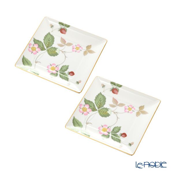 ウェッジウッド（Wedgwood） ワイルドストロベリー スクエアトレイ／角皿 14.5cm ペア