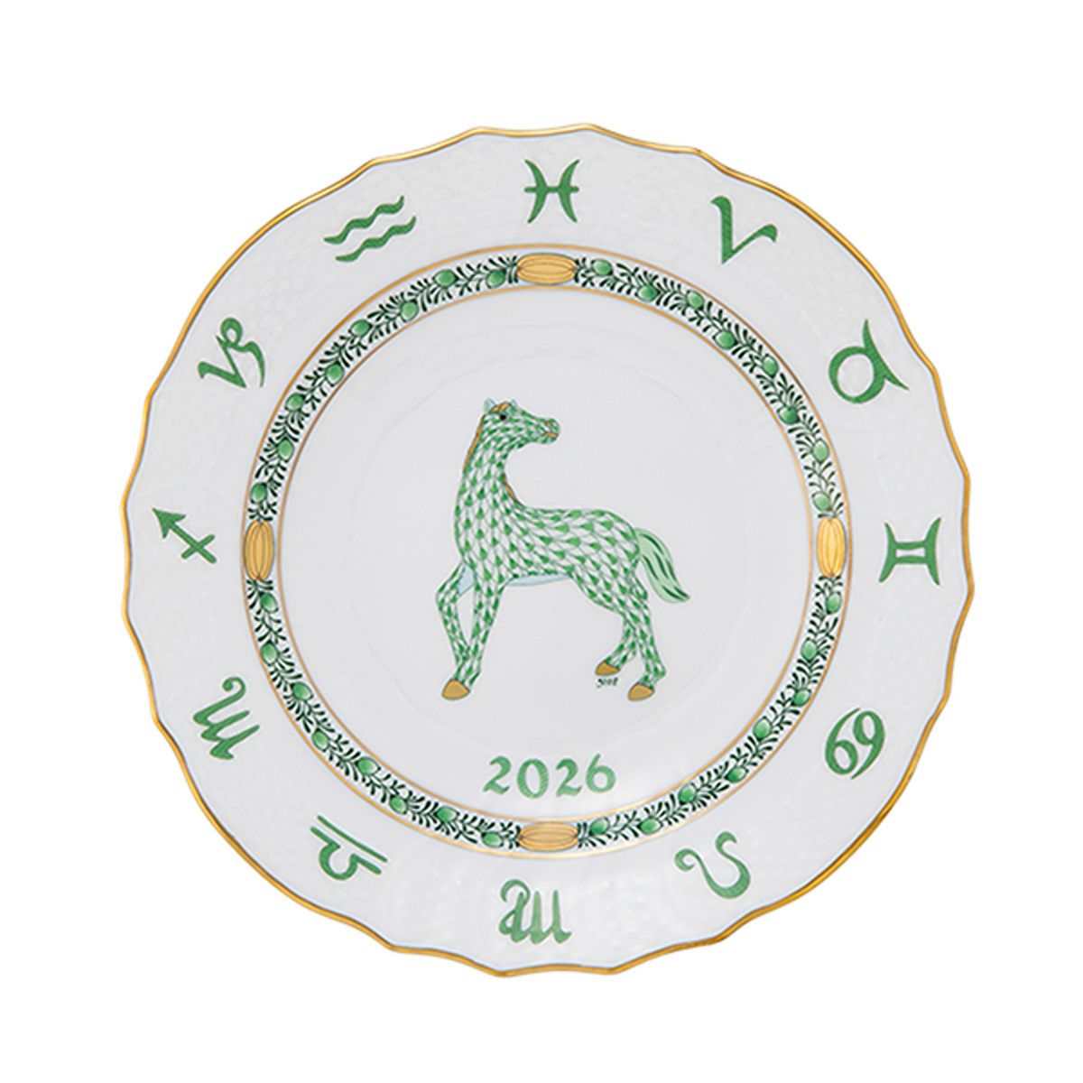 ヘレンド ゾディアック イヤーズプレート 2026年／令和8年 午（馬 うま）【プレート立て付】