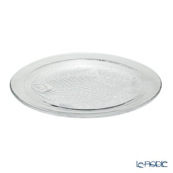 【1点限り】北欧ヴィンテージ ヌータヤルヴィ（Nuutajarvi） アハティ／フィッシュ プレート 26cm クリア