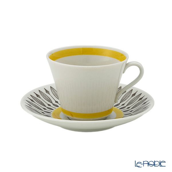 【1点限り】北欧ヴィンテージ ロールストランド（RORSTRAND）ブライトイエローリーフ コーヒーカップ＆ソーサー