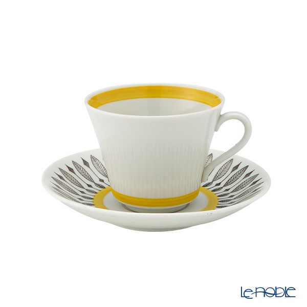 【1点限り】北欧ヴィンテージ ロールストランド（RORSTRAND）ブライトイエローリーフ コーヒーカップ＆ソーサー