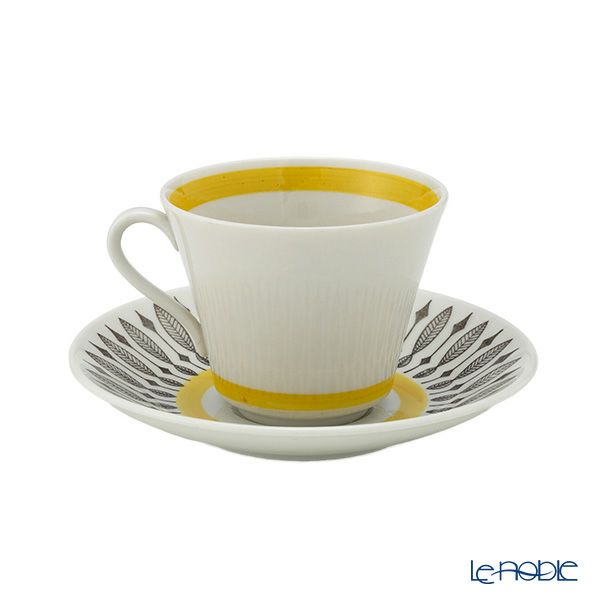 【1点限り】北欧ヴィンテージ ロールストランド（RORSTRAND）ブライトイエローリーフ コーヒーカップ＆ソーサー