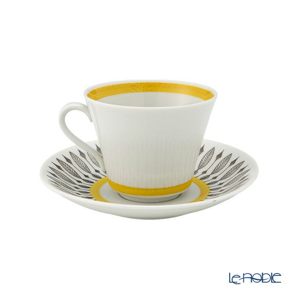【1点限り】北欧ヴィンテージ ロールストランド（RORSTRAND）ブライトイエローリーフ コーヒーカップ＆ソーサー