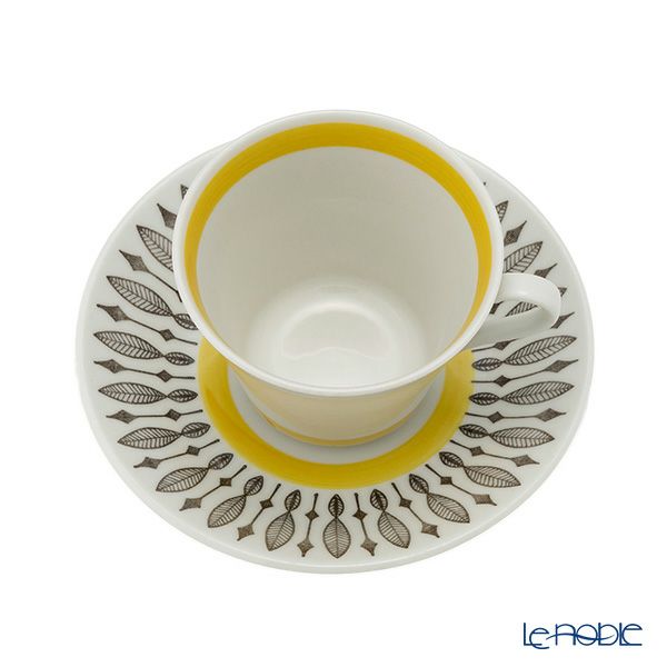 【1点限り】北欧ヴィンテージ ロールストランド（RORSTRAND）ブライトイエローリーフ コーヒーカップ＆ソーサー