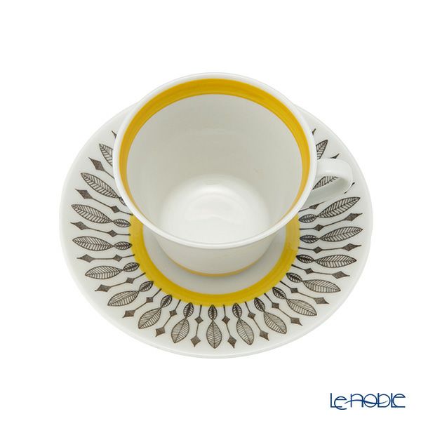 【1点限り】北欧ヴィンテージ ロールストランド（RORSTRAND）ブライトイエローリーフ コーヒーカップ＆ソーサー
