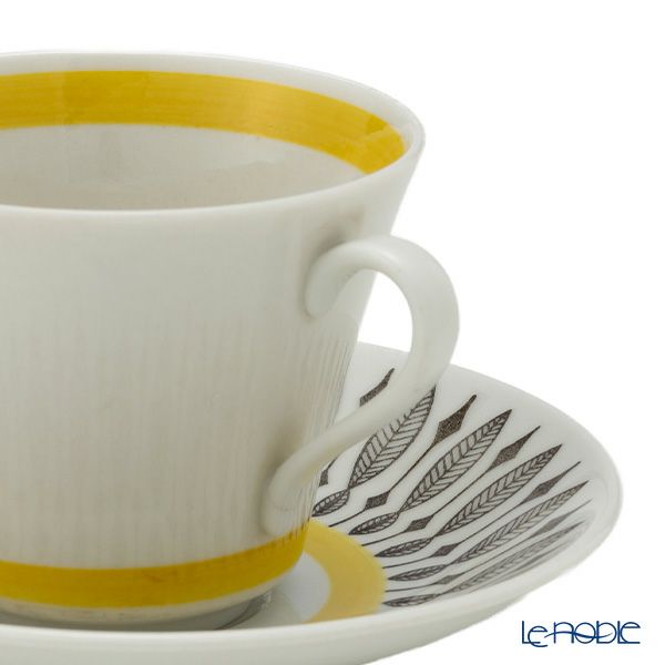 【1点限り】北欧ヴィンテージ ロールストランド（RORSTRAND）ブライトイエローリーフ コーヒーカップ＆ソーサー
