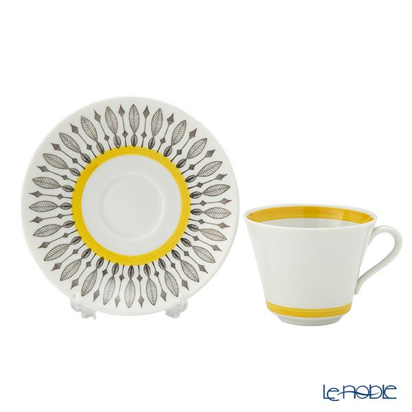 【1点限り】北欧ヴィンテージ ロールストランド（RORSTRAND）ブライトイエローリーフ コーヒーカップ＆ソーサー