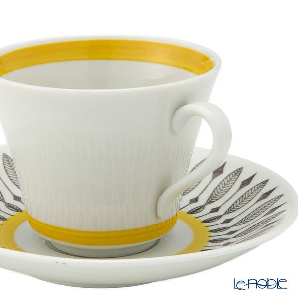 【1点限り】北欧ヴィンテージ ロールストランド（RORSTRAND）ブライトイエローリーフ コーヒーカップ＆ソーサー