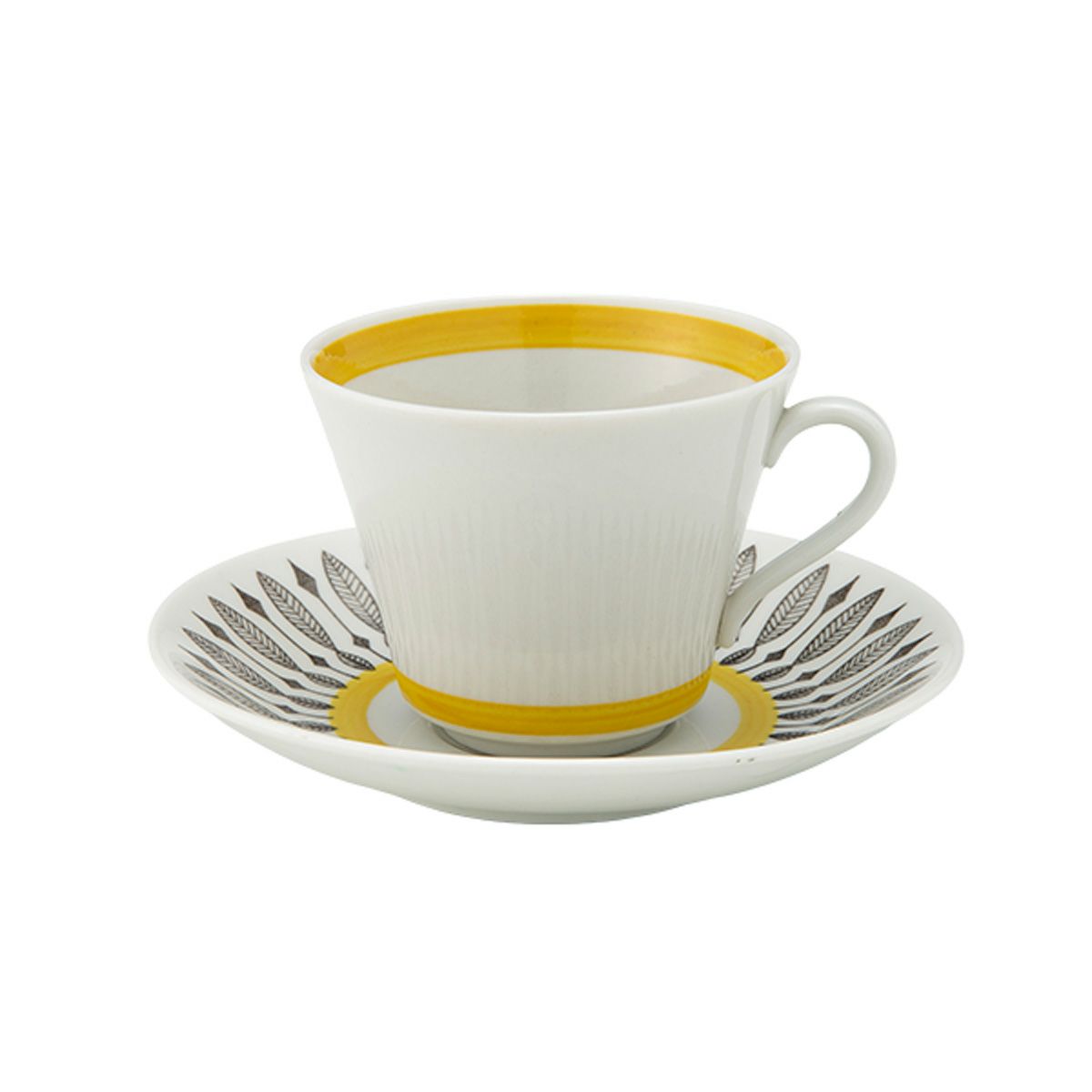 【1点限り】北欧ヴィンテージ ロールストランド（RORSTRAND）ブライトイエローリーフ コーヒーカップ＆ソーサー